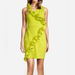 One33 Chic Asymmetrical Lime Ruffle Dress